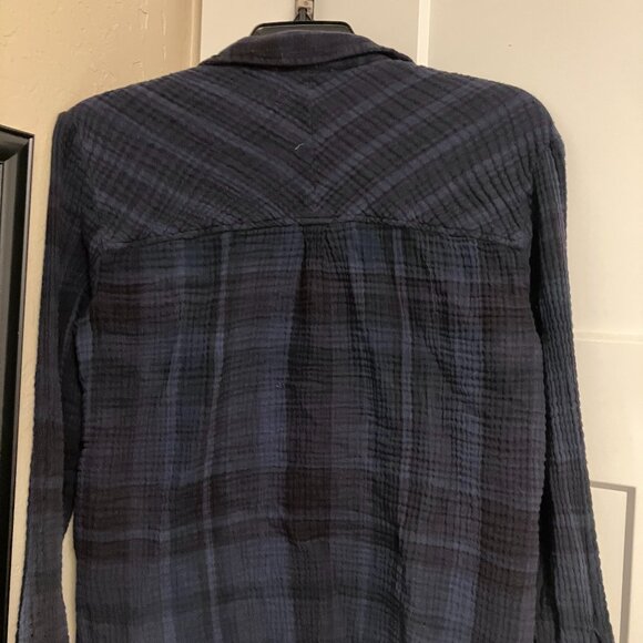Button down plaid shirt- guaze cotton, lightweight. - Picture 2 of 8